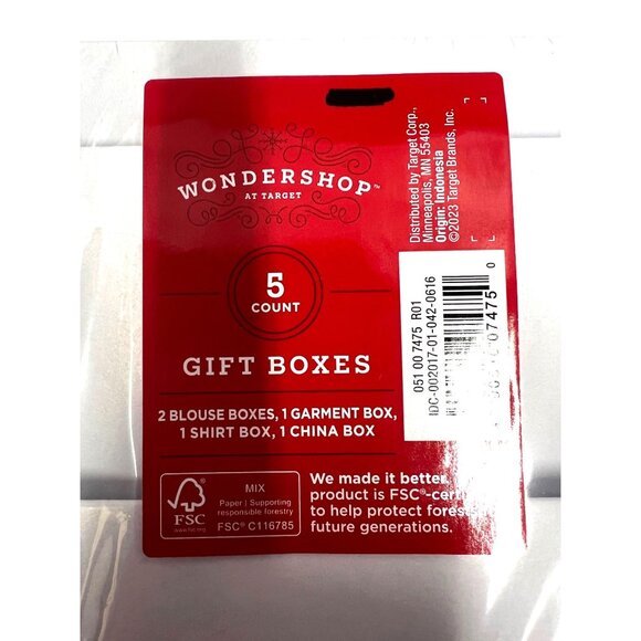 Wondershop 5 Count Gift Boxes Set - 2 Blouse 1 Garment 1 Shirt 1 China Box - Picture 1 of 2